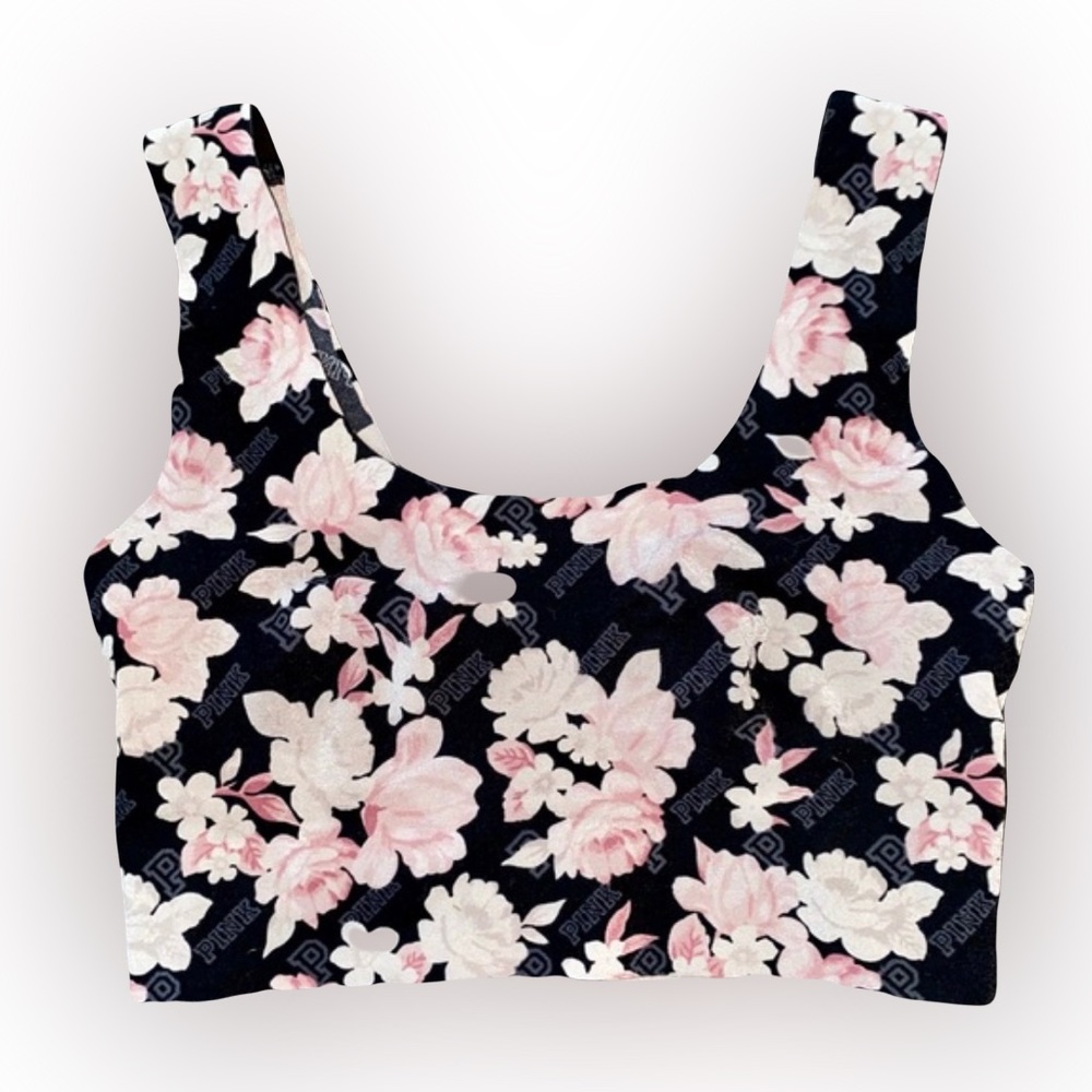 VS PINK BLACK & PINK FLORAL SEAMLESS BRALETTE // SIZE XS💐